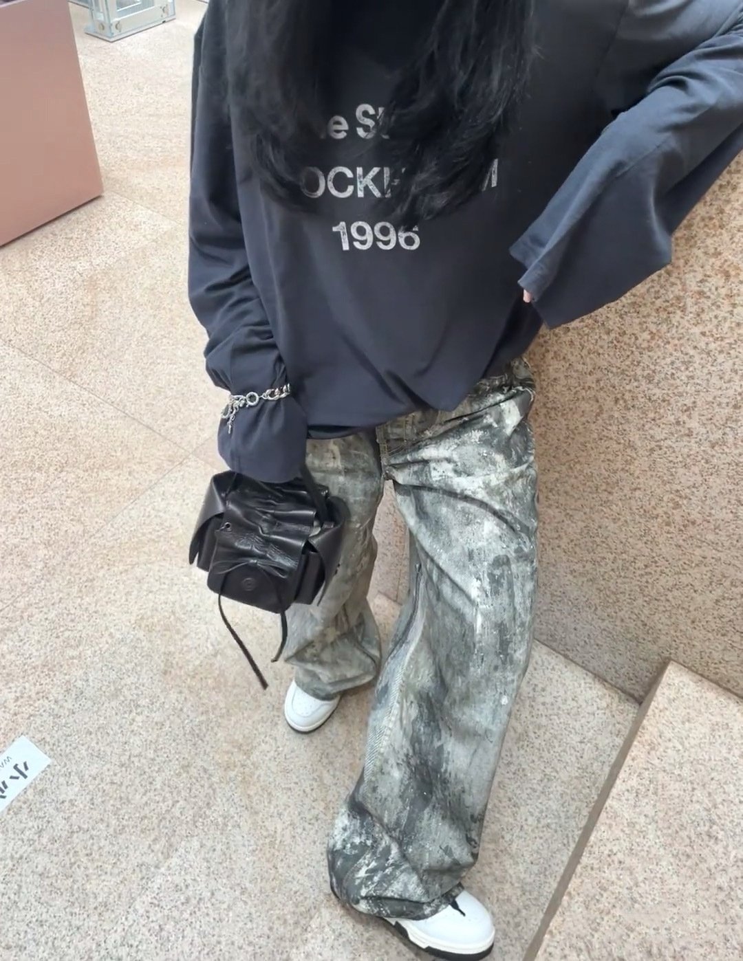 Футболка с длинным рукавом в стиле 1996 с буквенным принтом оптом