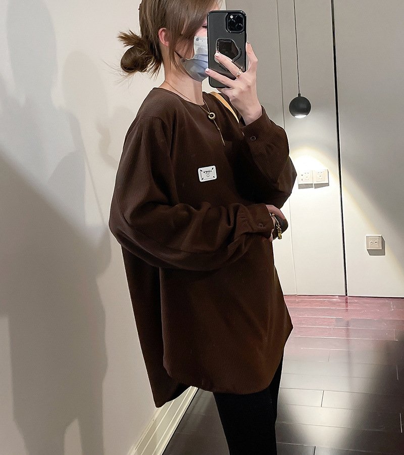 Толстовка с удлиненным рукавом и круглым вырезом оптом из Китая