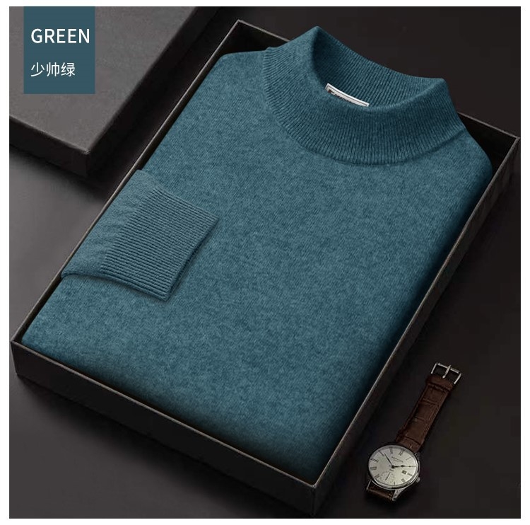 Мужской свитер из 100% шерсти с полувысоким воротником оптом из Китая