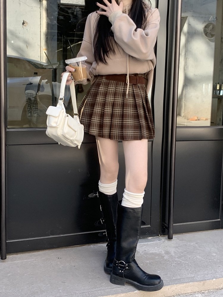Весенняя женская клетчатая мини-юбка в американском ретро стиле оптом из Китая