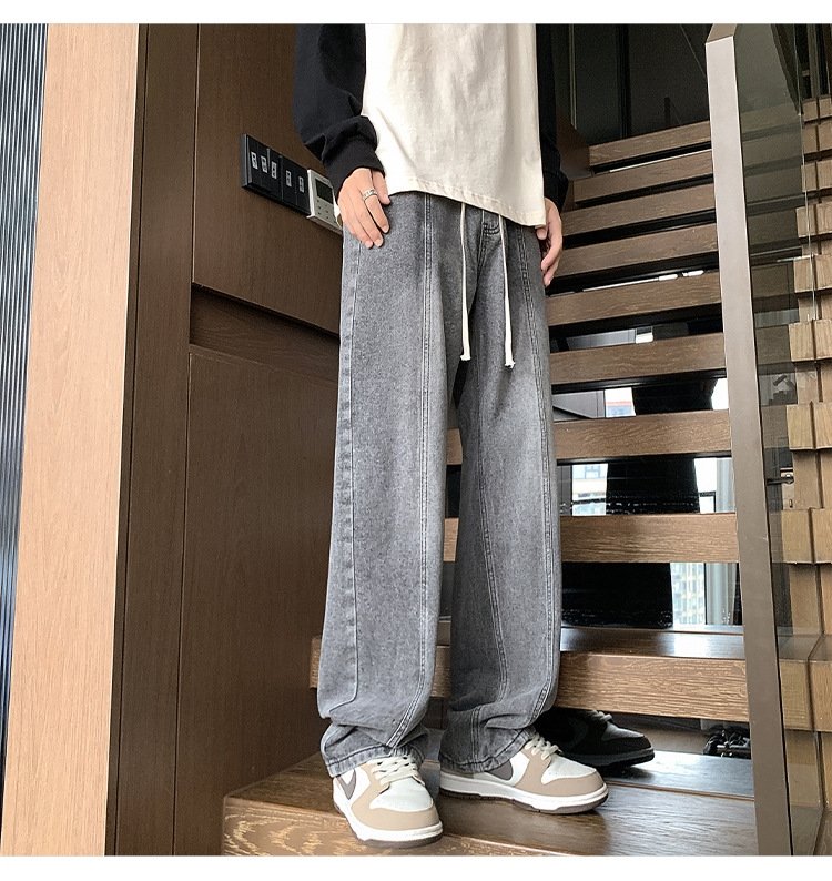 Джинсы мужские 2024 новинка весна осень тонкие американские уличные широкие прямые свободные брюки оптом из Китая