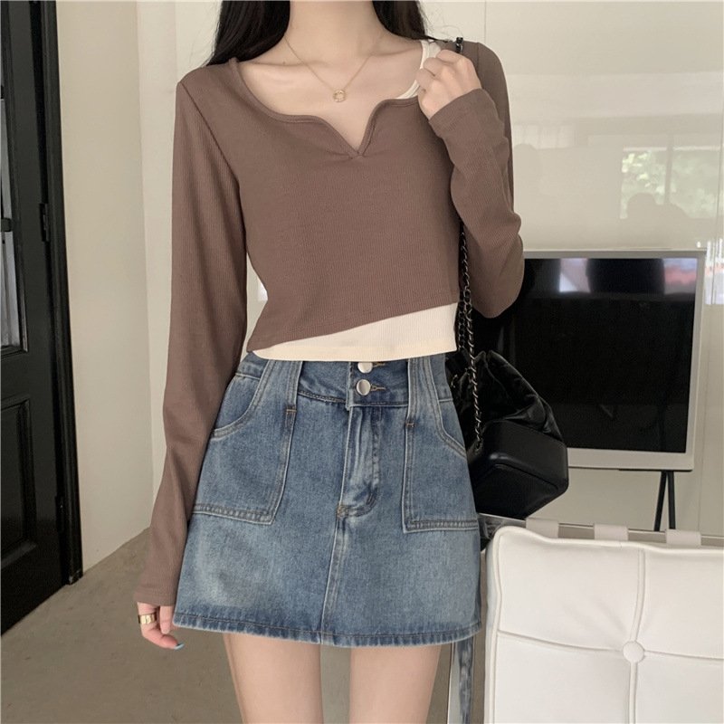 Женская футболка с длинным рукавом в ретро стиле оптом из Китая