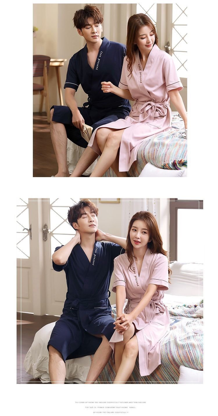 Халат для сна летний длинный сексуальный хлопковый для женщин и мужчин 100% хлопок больших размеров тонкий для пар оптом