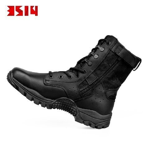 Черные ботинки из кожи с боковой молнией оптом