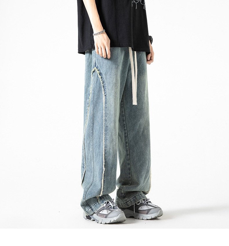 Мужские джинсы прямого кроя с высокими краями оптом из Китая