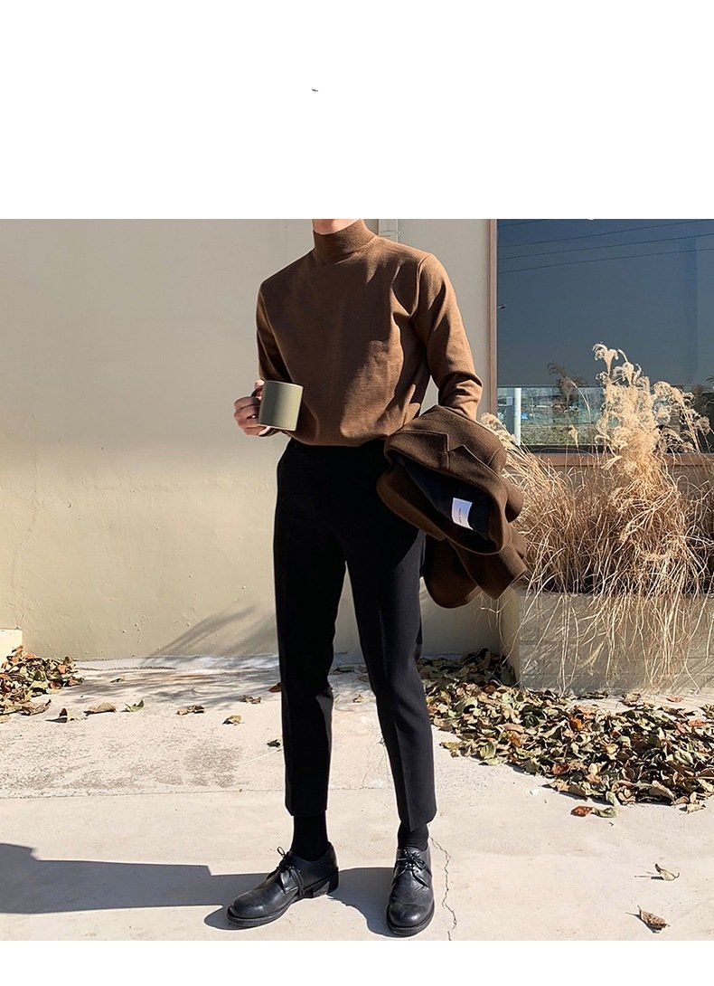 Мужской свитер с длинным рукавом и полувысоким воротником оптом