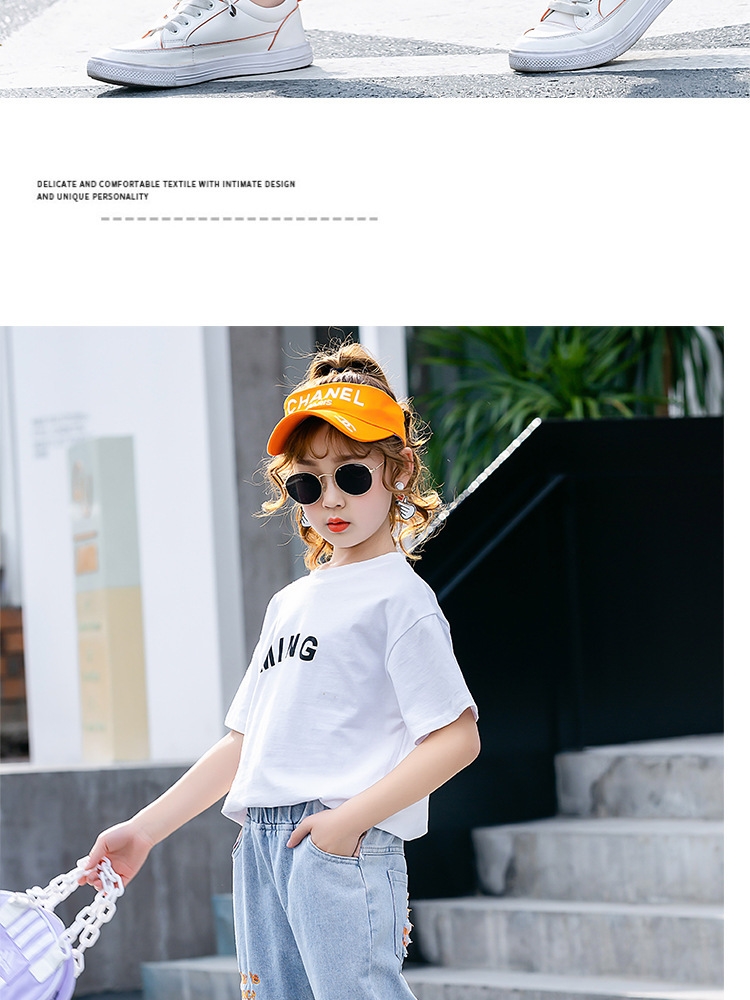 Летние джинсы для девочек с вышивкой и дырками оптом из Китая