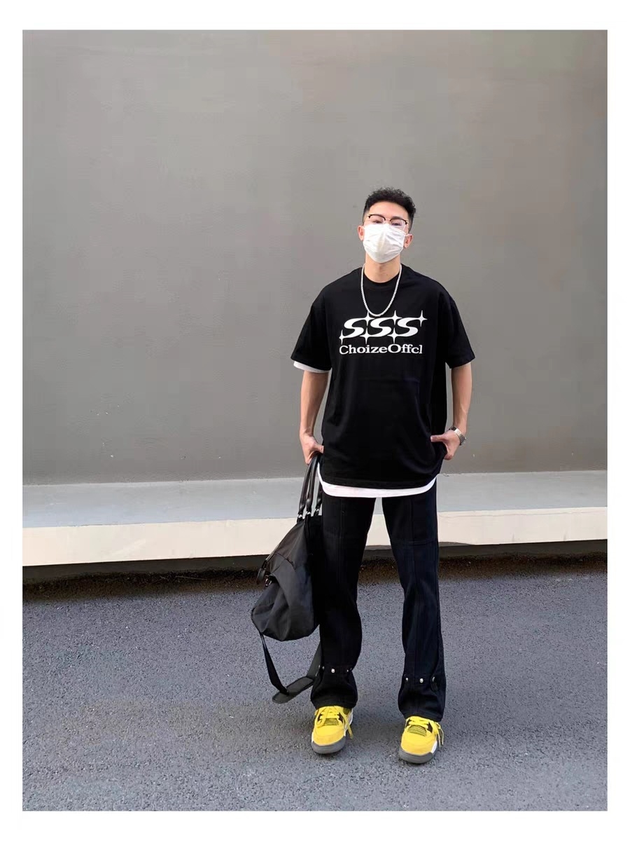 Черные джинсы с пуговицами и прямыми штанинами оптом из Китая