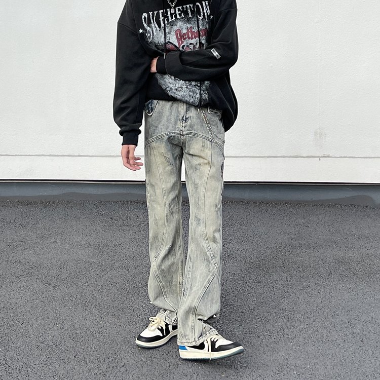 Мужские джинсы в стиле ретро с облегающими штанинами оптом из Китая