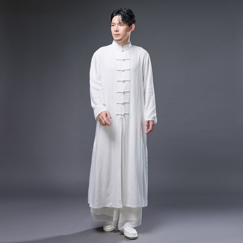 Мужская рубашка в китайском стиле из хлопка и льна оптом из Китая