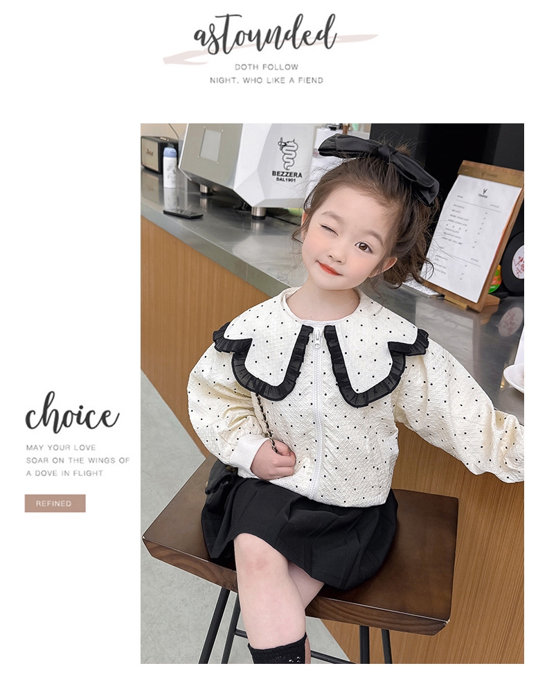 Детская куртка с воротником и узором в горошек оптом из Китая