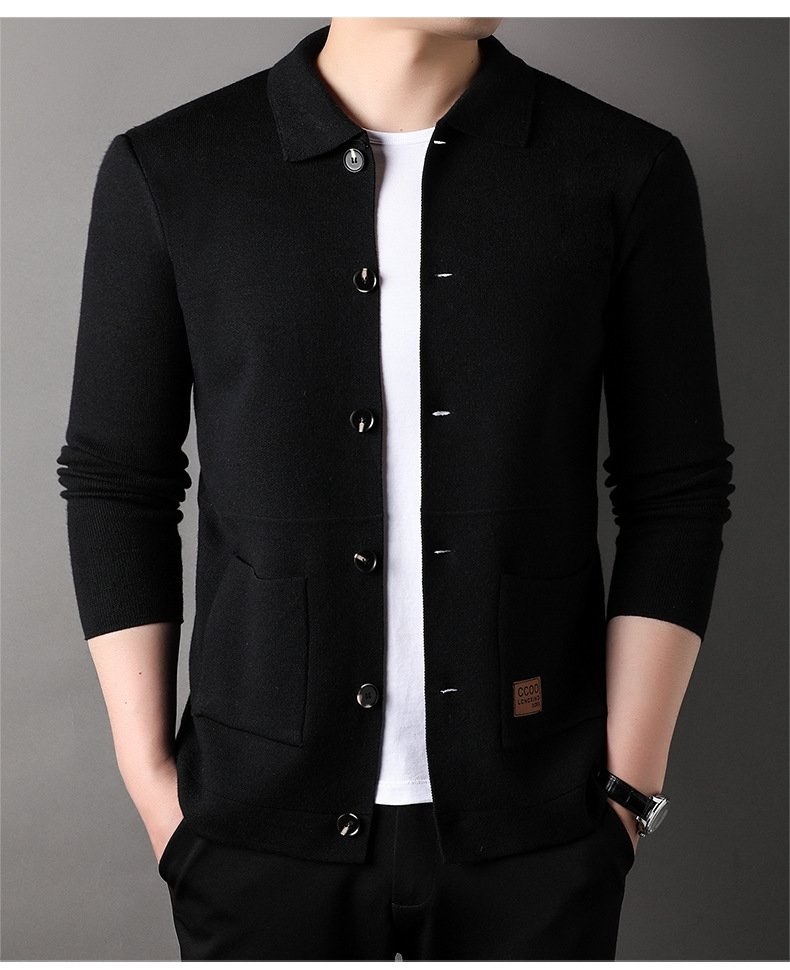 Мужская вязаная куртка с воротником оптом