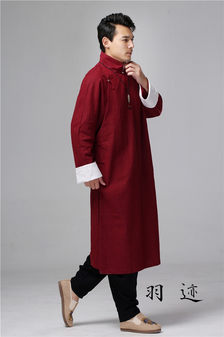 Мужская рубашка в стиле Республики с длинным воротником из льна в стиле ретро для выступлений оптом из Китая