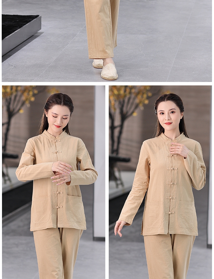 Комплект широких брюк из хлопково-ленной ткани в китайском стиле оптом из Китая