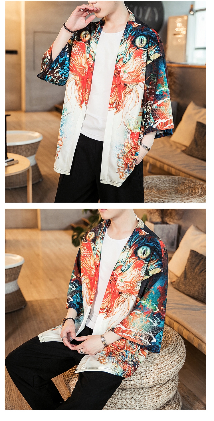 Мужская китайская рубашка с японскими элементами оптом из Китая