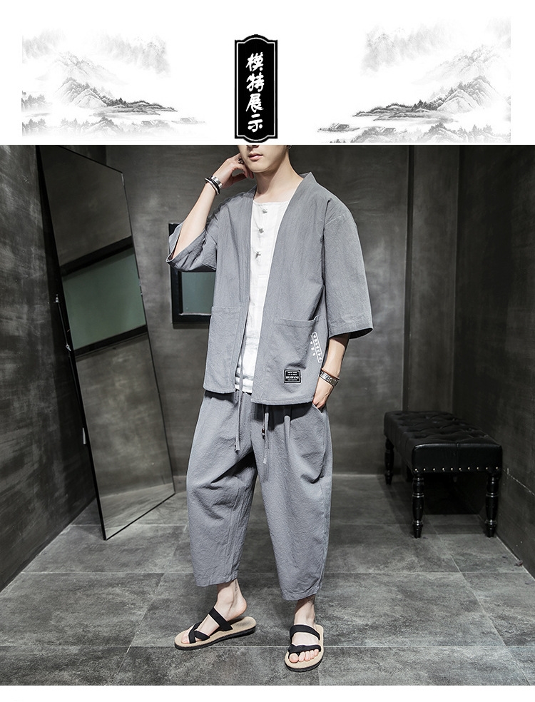 Китайский стиль льняной летний костюм для мужчин оптом из Китая