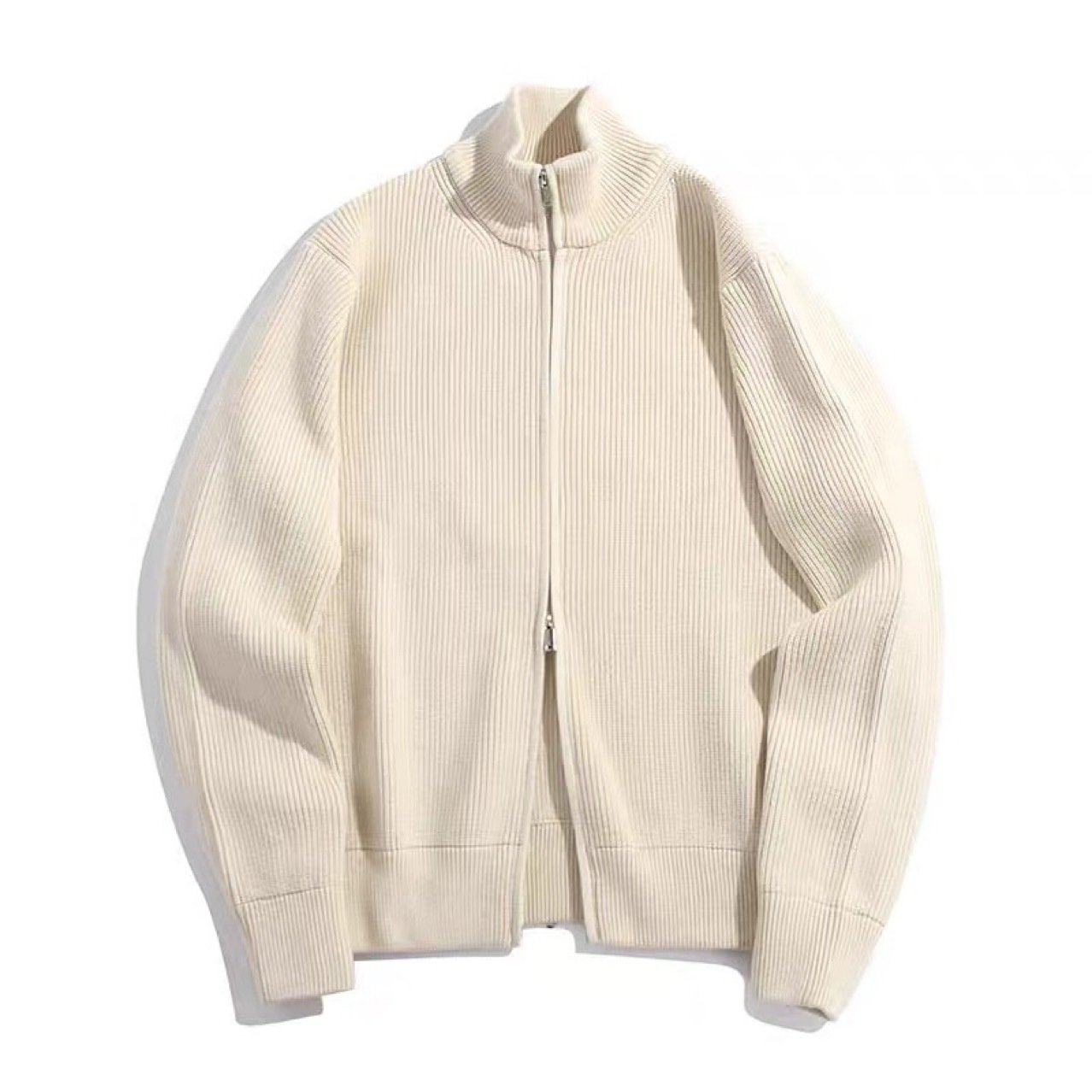 Высокий воротник с двойной молнией и полувысокий воротник для теплой пары тяжелого свитера-куртки для мужчин MM6 вязаная кофта оптом