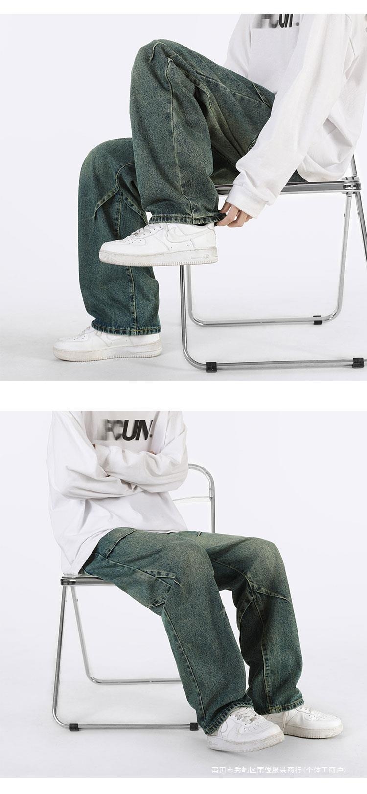 Джинсы мужские прямые свободные 2024 новые американские уличные мужские брюки весна осень оптом из Китая