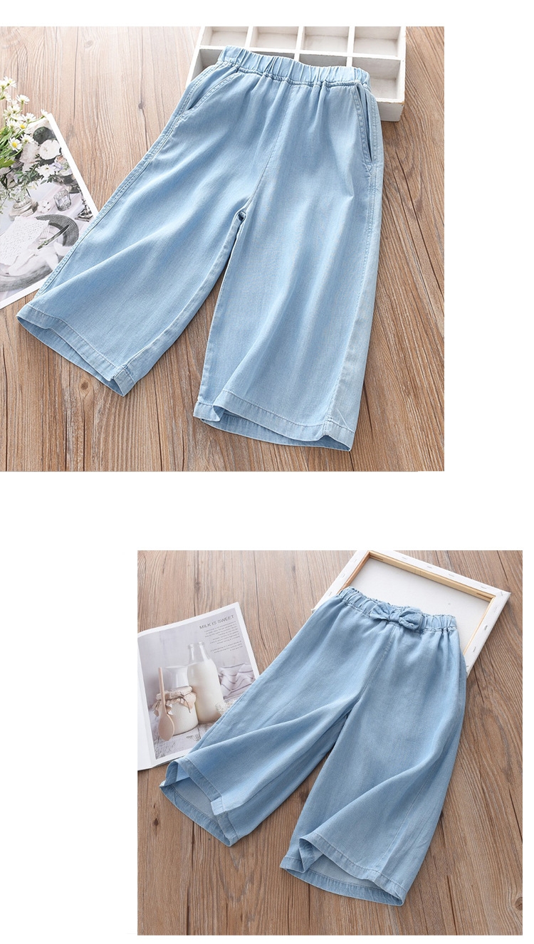 Летние джинсовые широкие штаны для девочек оптом из Китая