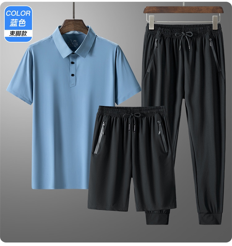 Летний мужской комплект из поло и шорт с брюками оптом из Китая