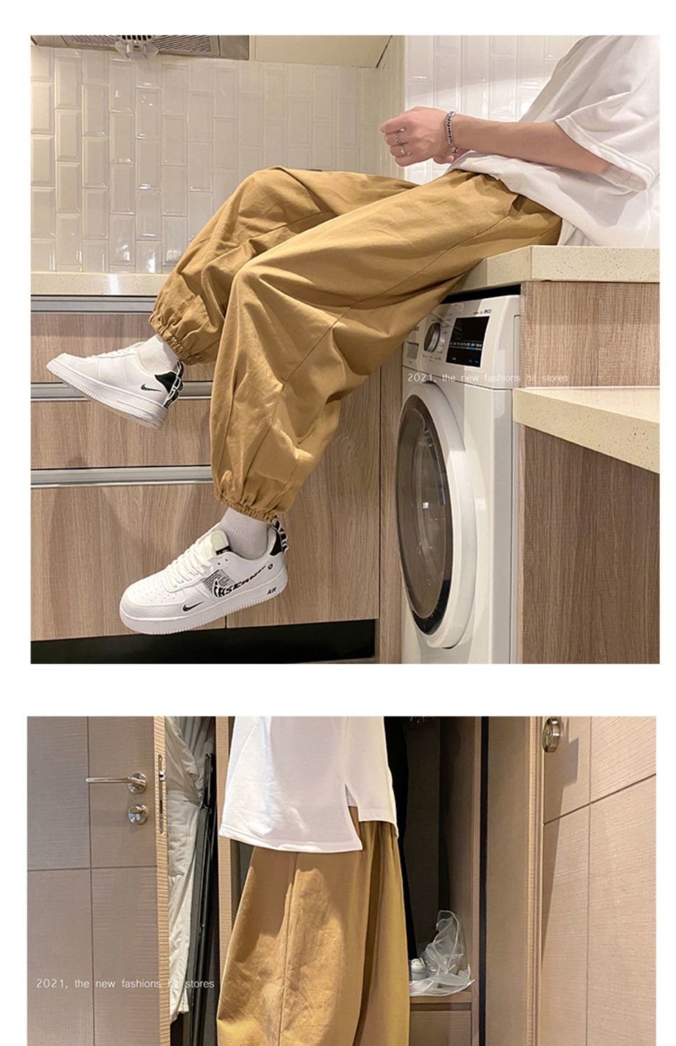 Широкие мужские брюки с завышенной талией оптом из Китая