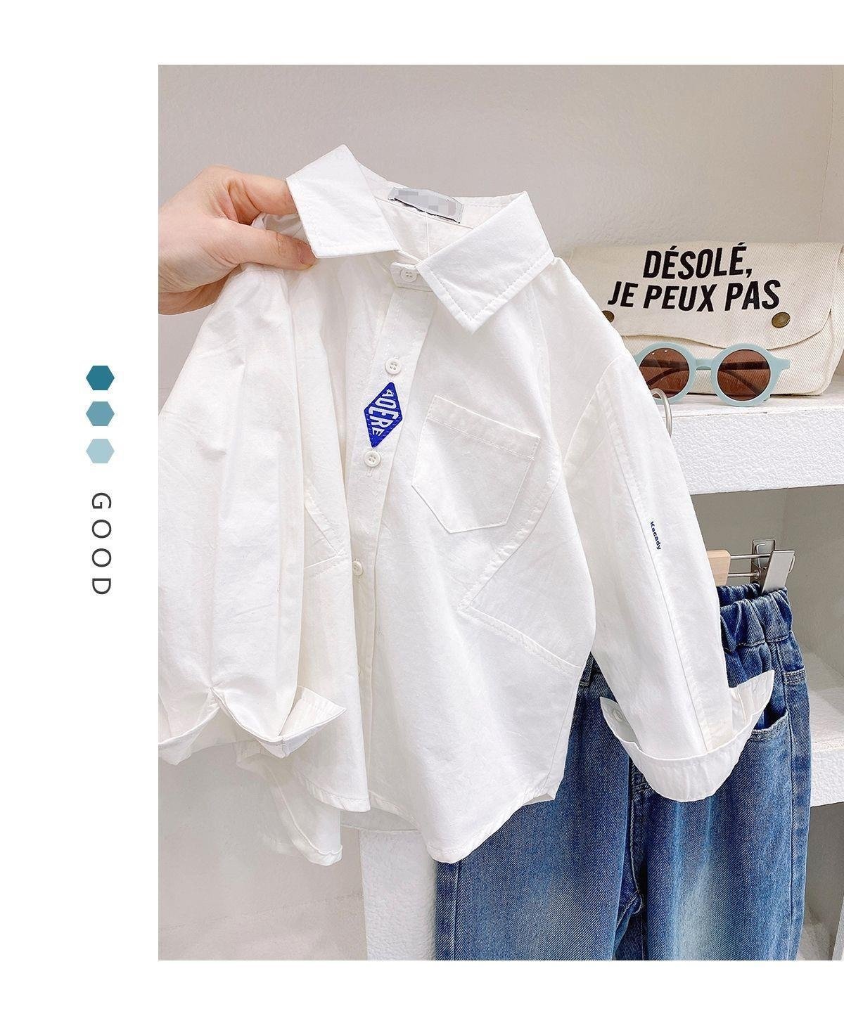 Мальчик-белая рубашка детская весна 2024 оптом из Китая