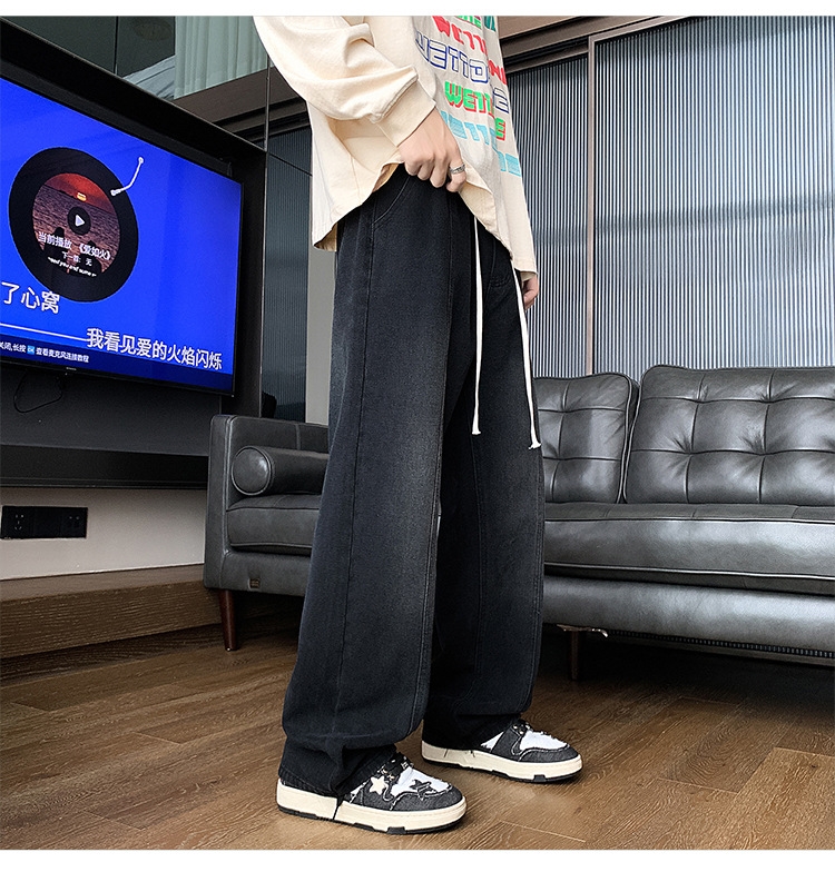 Джинсы мужские 2024 новинка весна осень тонкие американские уличные широкие прямые свободные брюки оптом из Китая