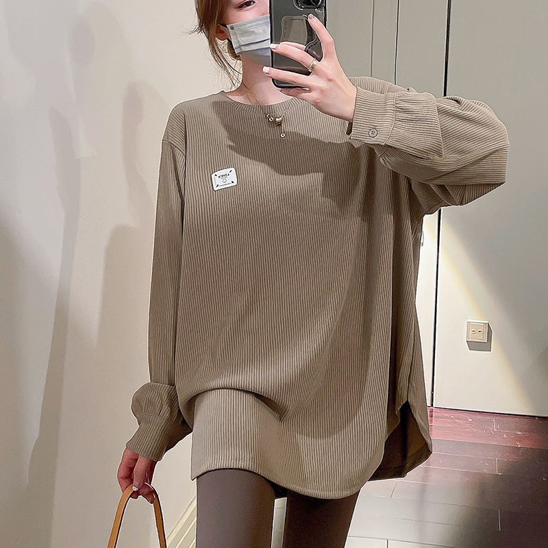 Толстовка с удлиненным рукавом и круглым вырезом оптом из Китая