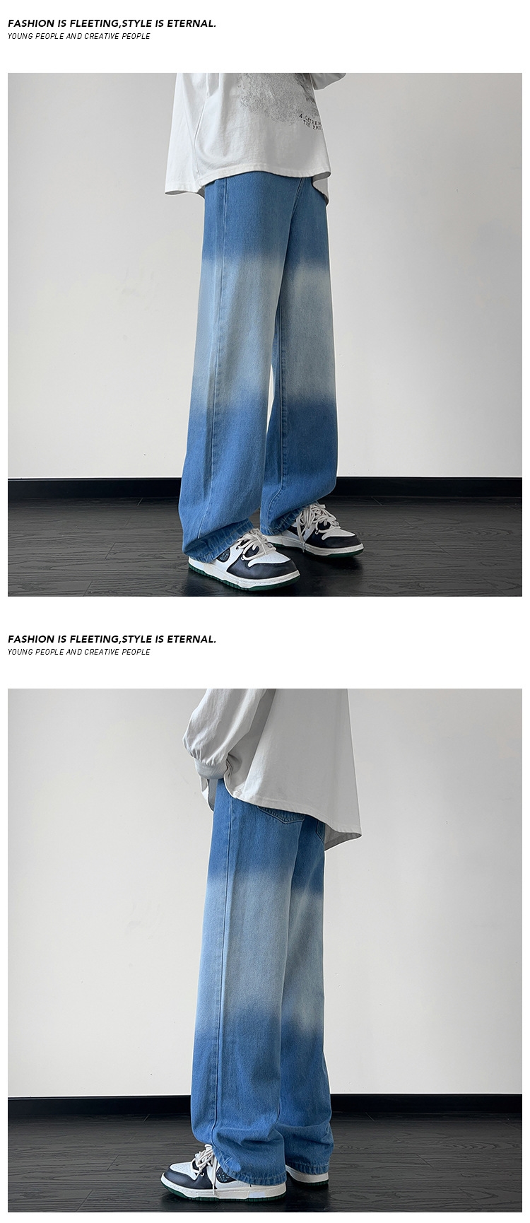 Джинсы с постепенным изменением дизайна в стиле Vibe оптом из Китая
