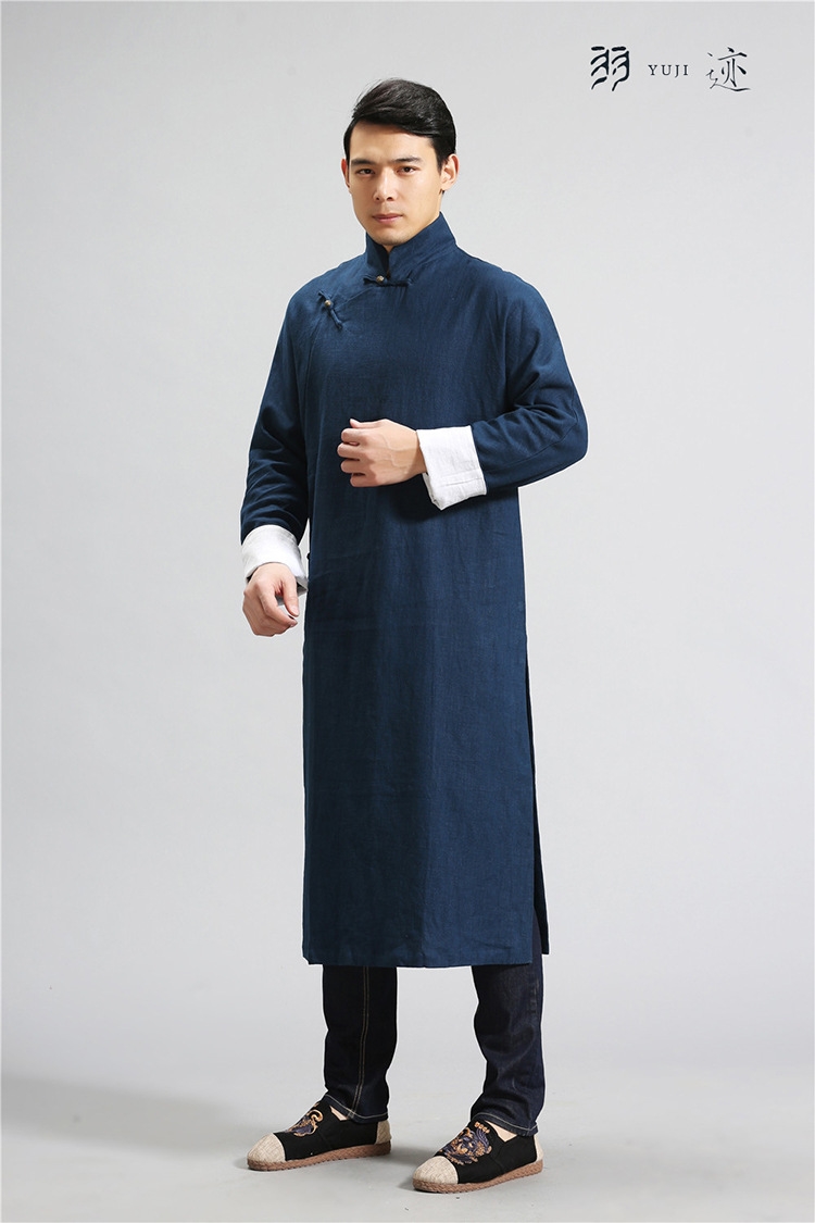 Мужская рубашка в стиле Республики с длинным воротником из льна в стиле ретро для выступлений оптом из Китая
