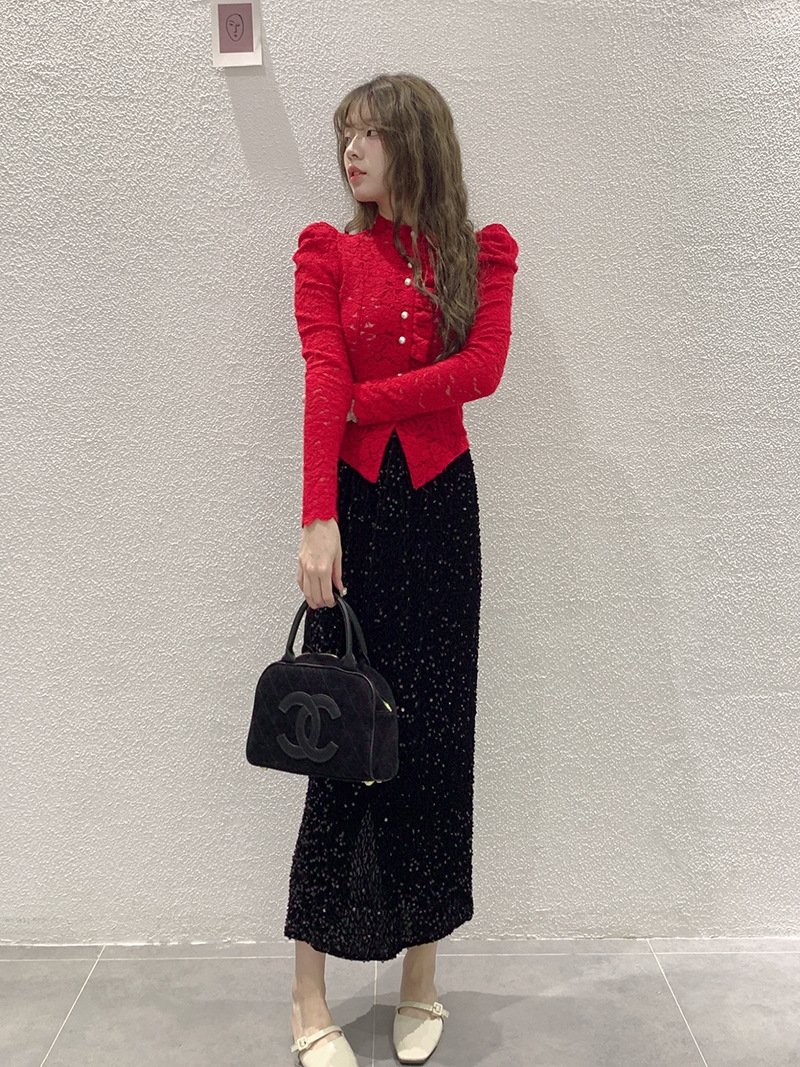 Высокая юбка с блестками из бархата оптом из Китая