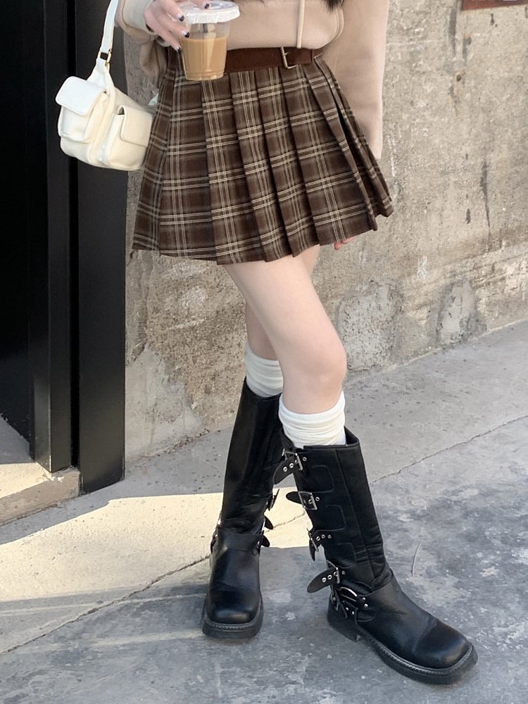 Весенняя женская клетчатая мини-юбка в американском ретро стиле оптом из Китая