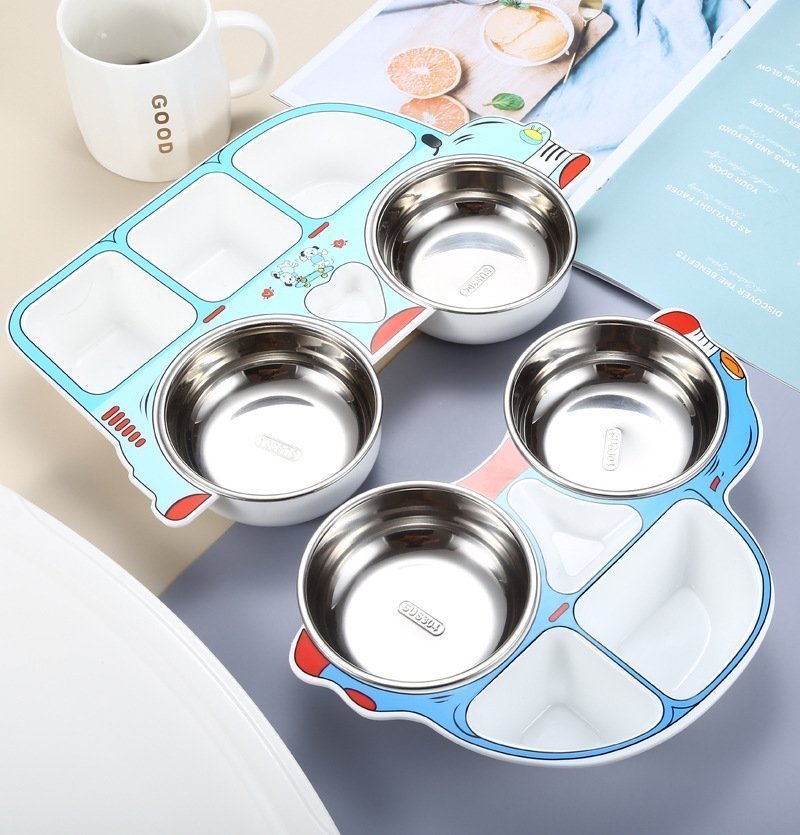 Детская тарелка из нержавеющей стали с разделением на секции оптом