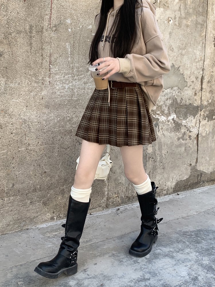 Весенняя женская клетчатая мини-юбка в американском ретро стиле оптом из Китая