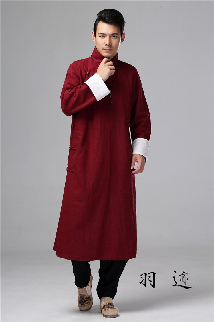 Мужская рубашка в стиле Республики с длинным воротником из льна в стиле ретро для выступлений оптом из Китая