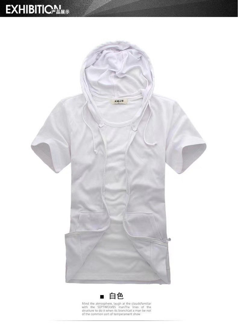 Летняя мужская футболка с коротким рукавом и капюшоном оптом