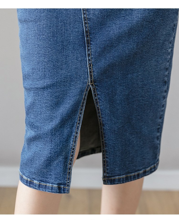 Новая мода джинсовая юбка с высокой посадкой и разрезом 2024 оптом из Китая