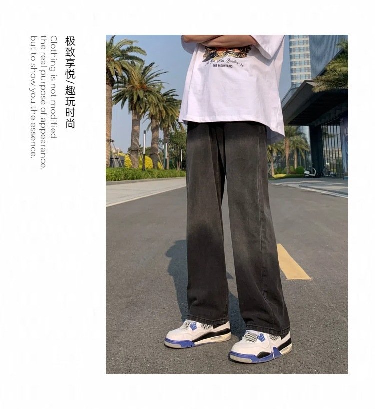 Джинсы с прямым кроем и потертостями оптом из Китая