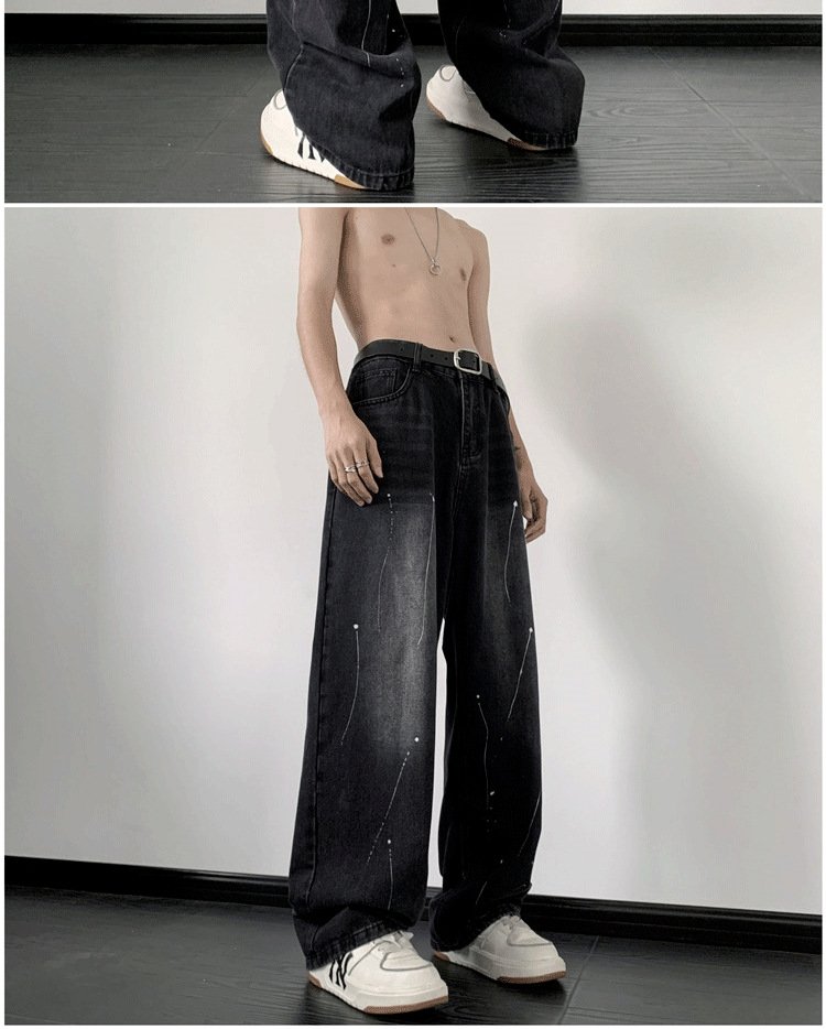 Мужские джинсы с пятнами чернил оптом из Китая