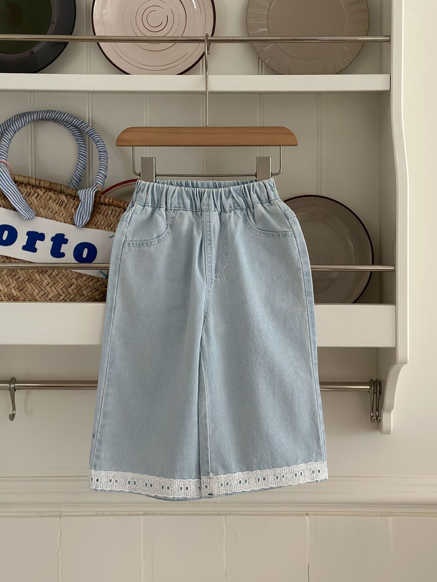 Детские джинсовые леггинсы 2024 лето оптом из Китая