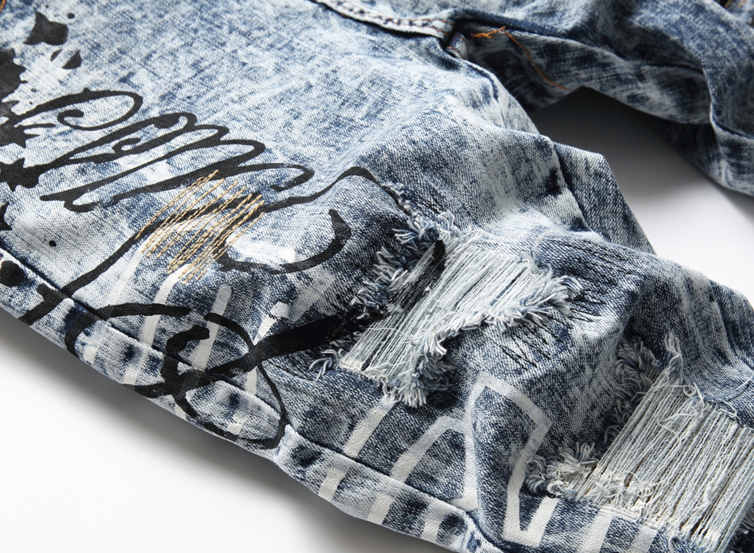 Мужские джинсы с вышивкой и принтом оптом из Китая