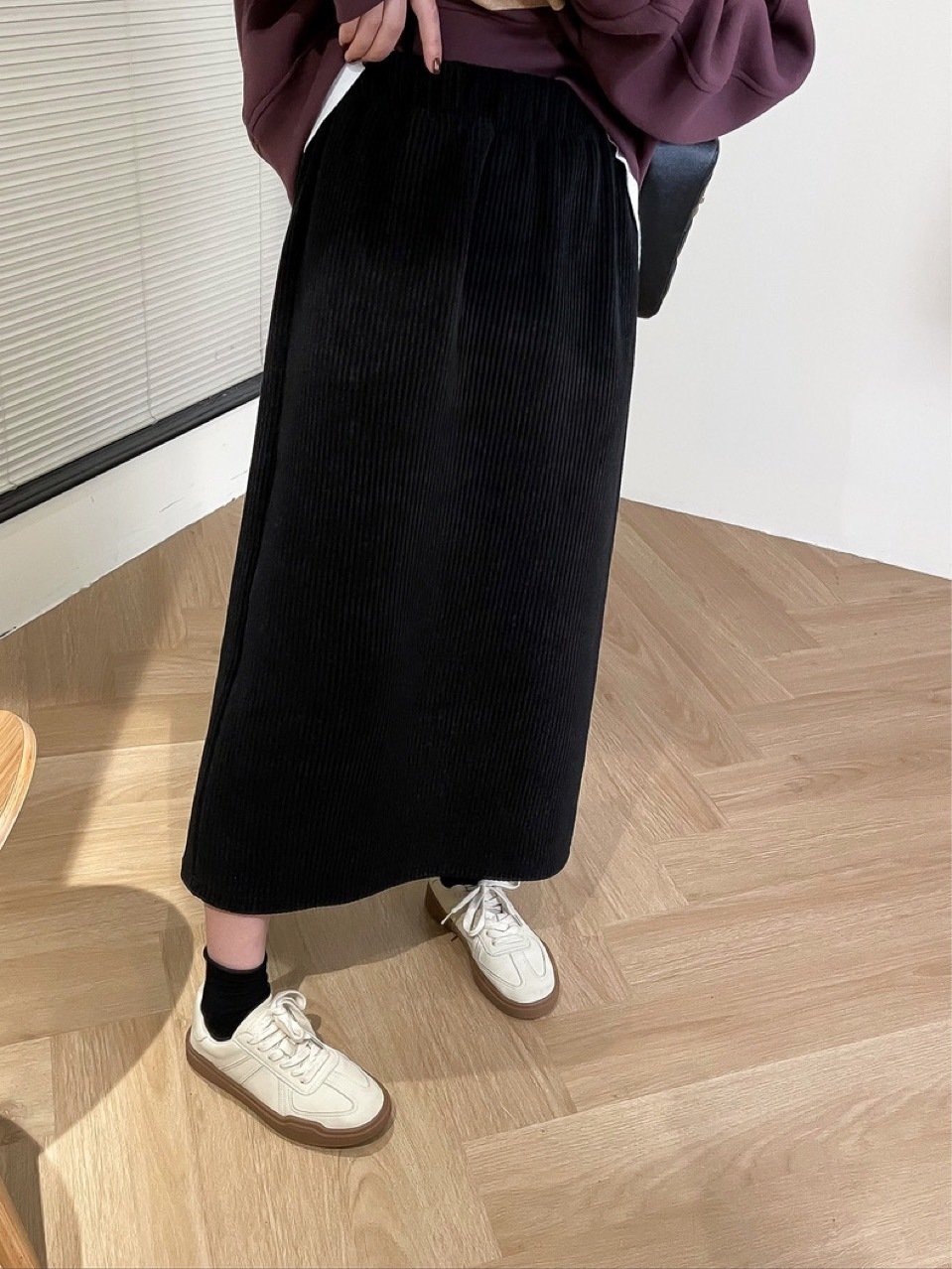 Шерстяная юбка с высокой талией и разрезом на осень-зиму оптом из Китая