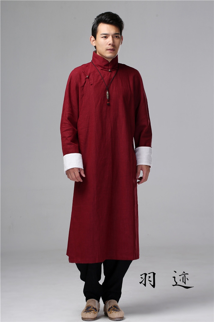 Мужская рубашка в стиле Республики с длинным воротником из льна в стиле ретро для выступлений оптом из Китая