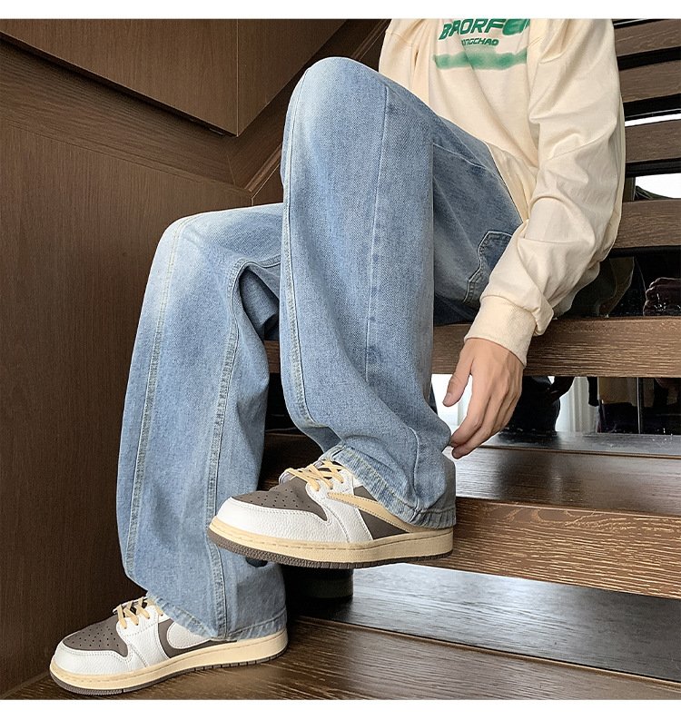 Джинсы мужские 2024 новинка весна осень тонкие американские уличные широкие прямые свободные брюки оптом из Китая