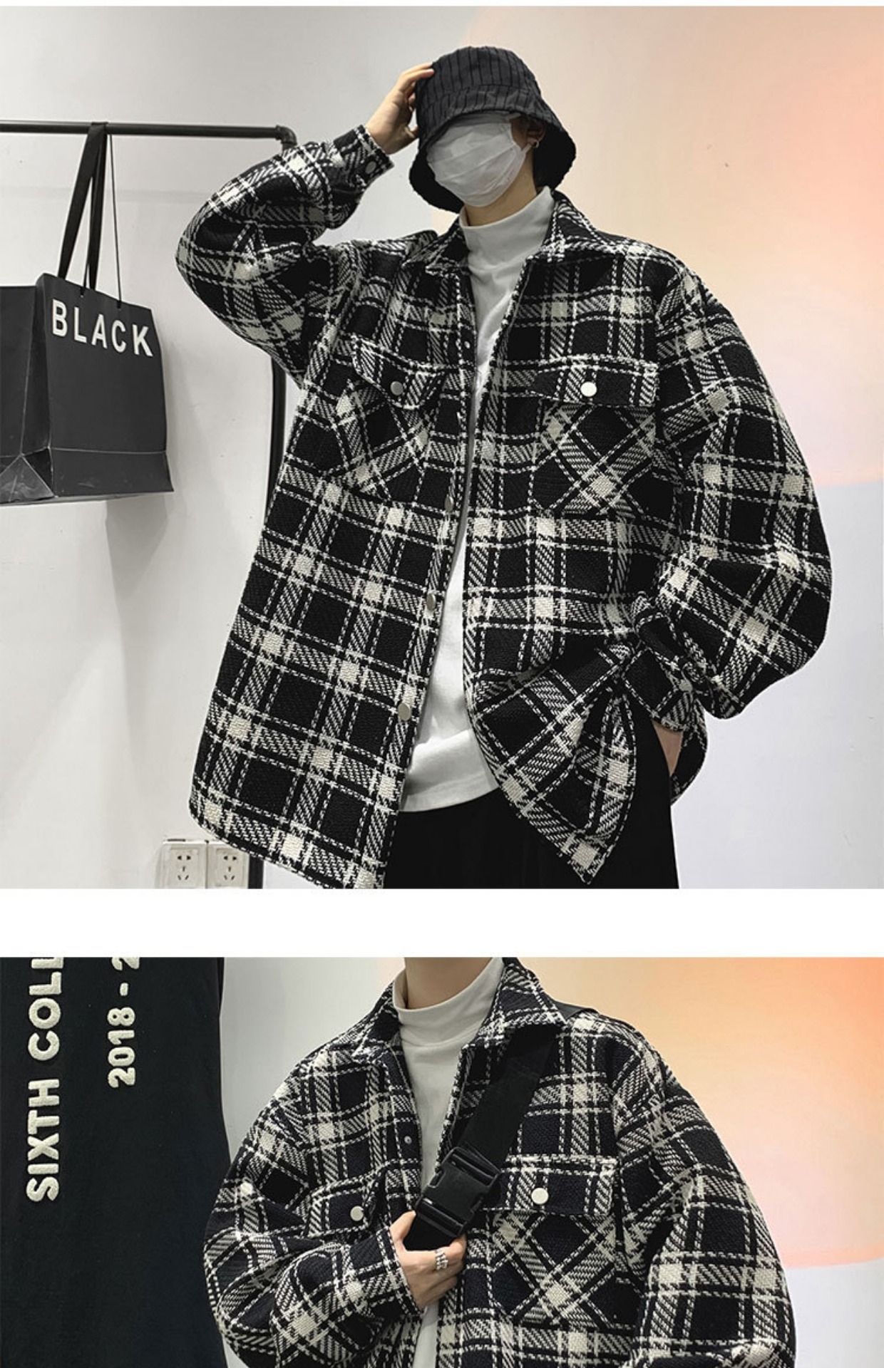 Мужская клетчатая куртка весна-лето 2024 оптом из Китая