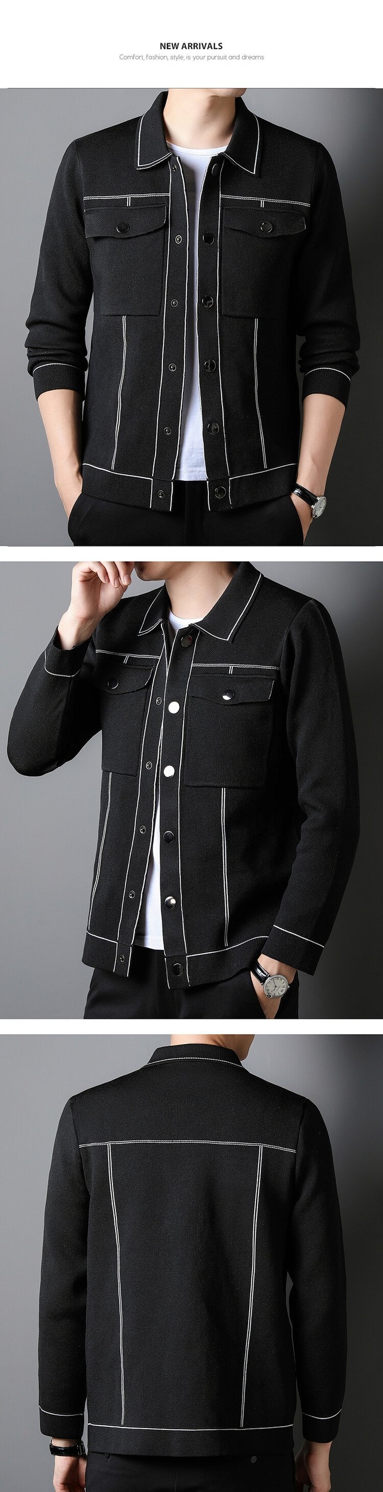 Мужская вязаная куртка с воротником оптом