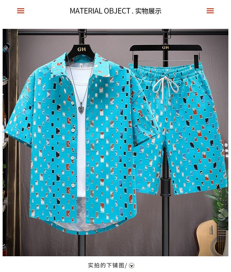 Летний комплект мужской рубашка и шорты оптом из Китая