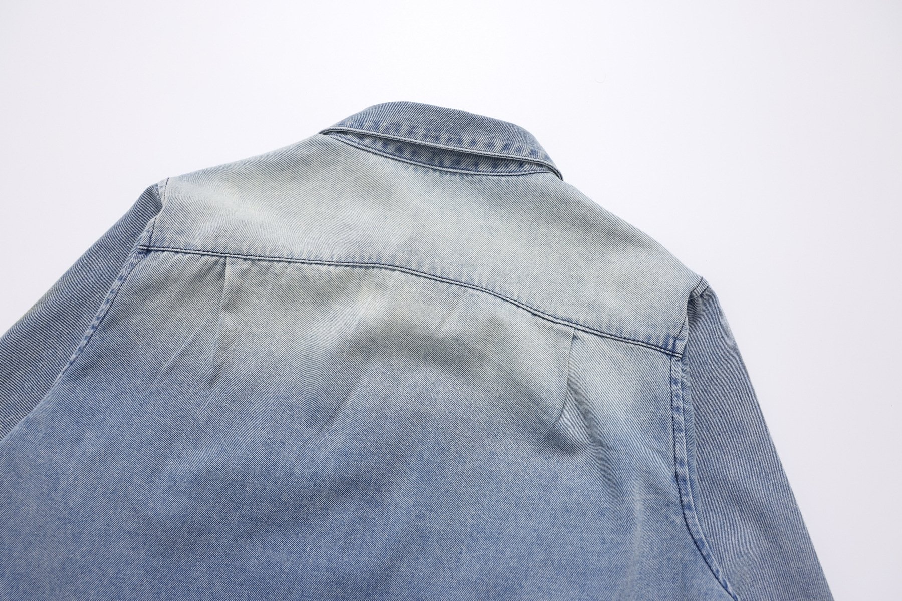 Детская джинсовая рубашка с длинным рукавом оптом из Китая