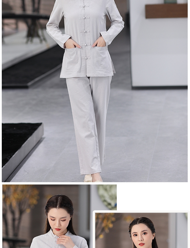 Комплект широких брюк из хлопково-ленной ткани в китайском стиле оптом из Китая