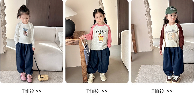 Джинсы для девочек 2024 весна новые широкие брюки для детей оптом из Китая